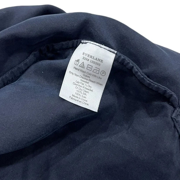 Everlane Navy Elevated Basic Crewneck Silk Rounded Tank Top XS - Picture 4 of 4